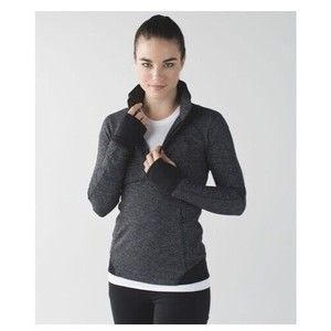 EUC LULULEMON Runderful Rulu LS Top Size 6 Mini Check Pique Black Heathered
